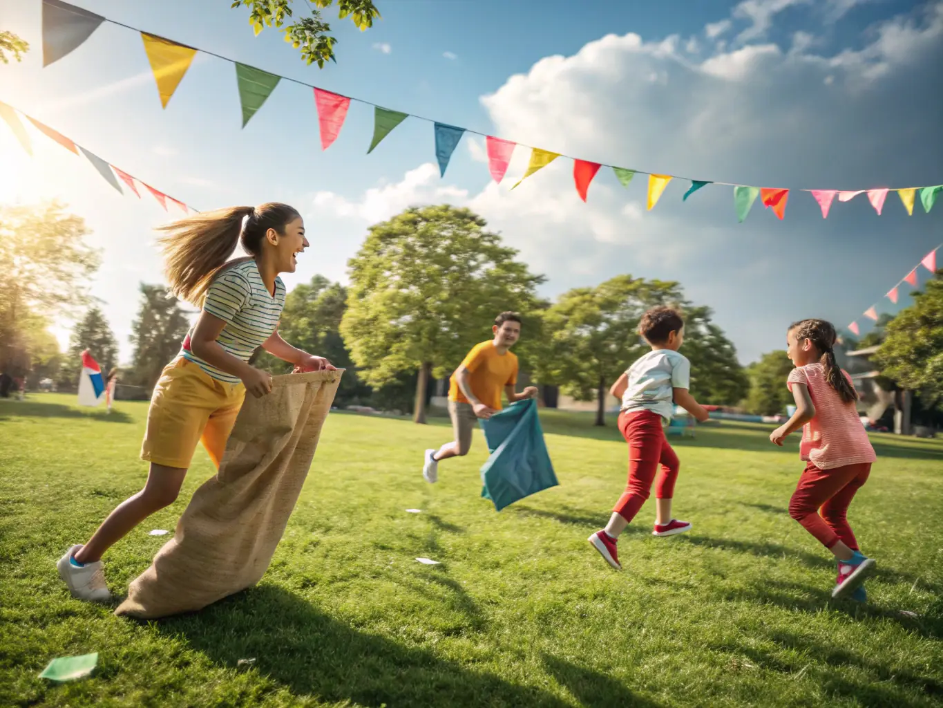 A picture of a community gathering with people of all ages participating in games and activities.